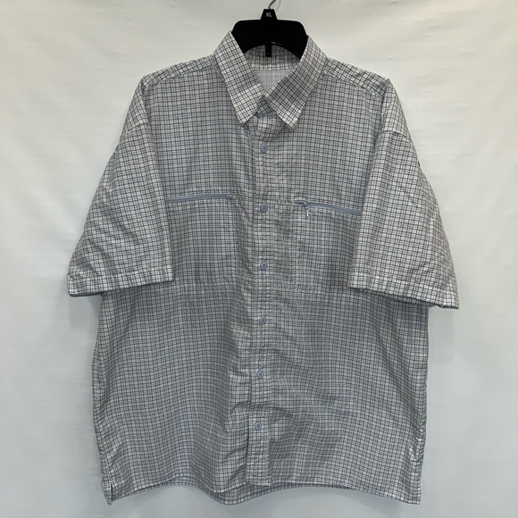 Orvis Shirt Mens Extra Large Multicolor Short Sleeve Polyester Blend Pocket - Picture 1 of 15